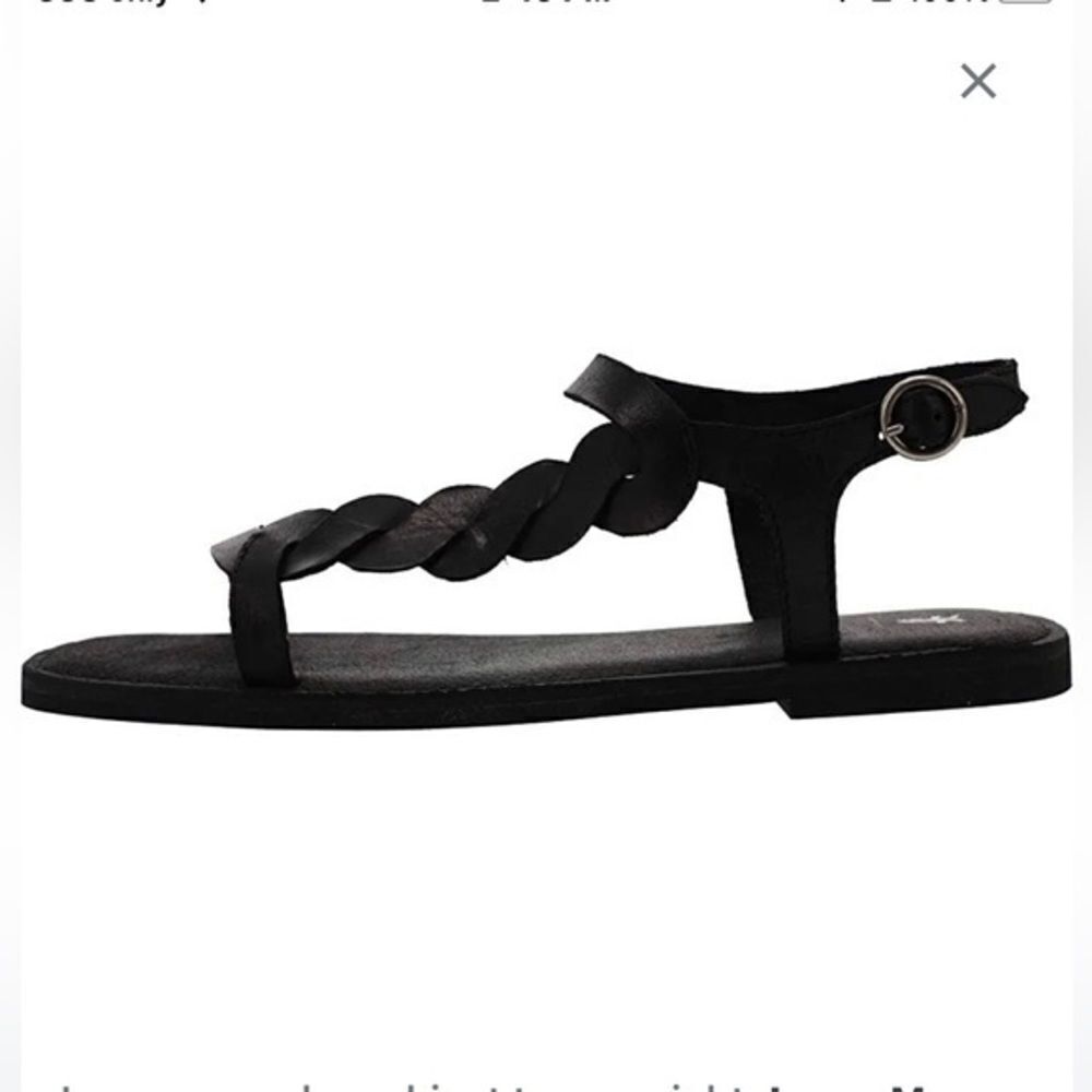 New! FRYE Sydney Braided Black Leather Ankle Strap Sandals Size 10 - Picture 2 of 4